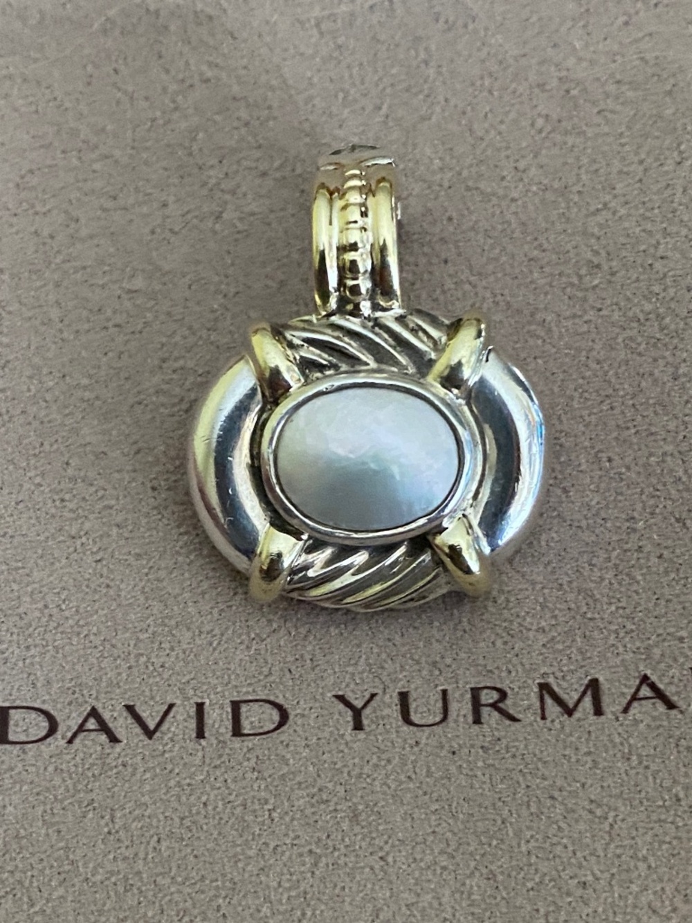 DAVID YURMAN TWO-TONE MABÉ CULTURED PEARL ENHANCER PENDANT STERLING SILVER 14K